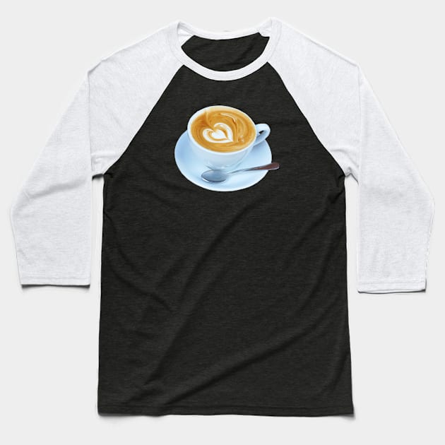 Heart Latte Coffee Photo Baseball T-Shirt by bumblefuzzies